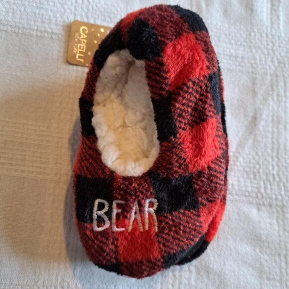 Capelli New York child size 2T-4T (5-9) Buffalo Plaid slippers, New - Picture 2 of 4